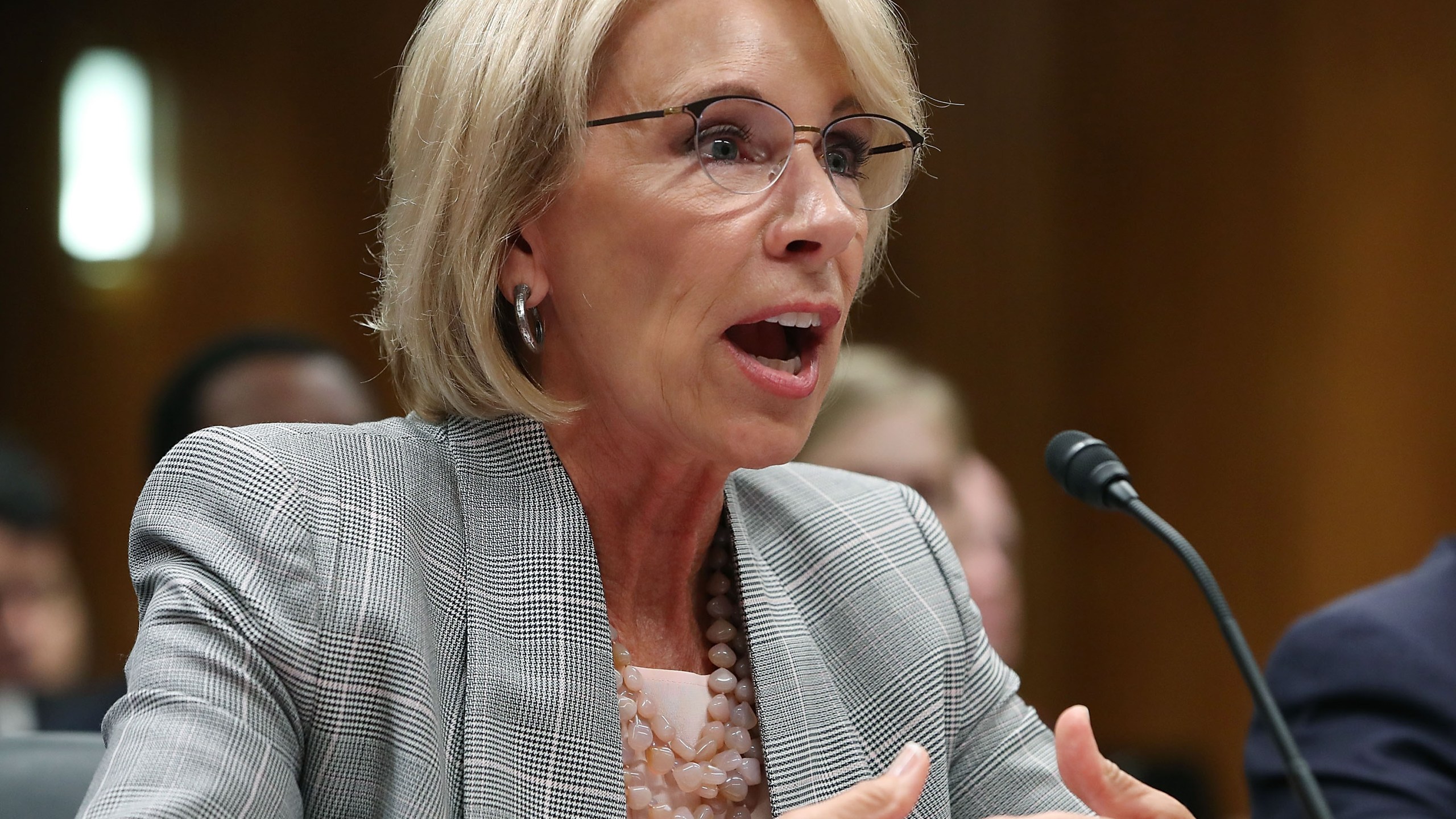 Education Secretary Betsy DeVos testifies during a Senate Appropriations Subcommittee hearing on Capitol Hill, June 5, 2018 in Washington, DC. (Mark Wilson/Getty Images)