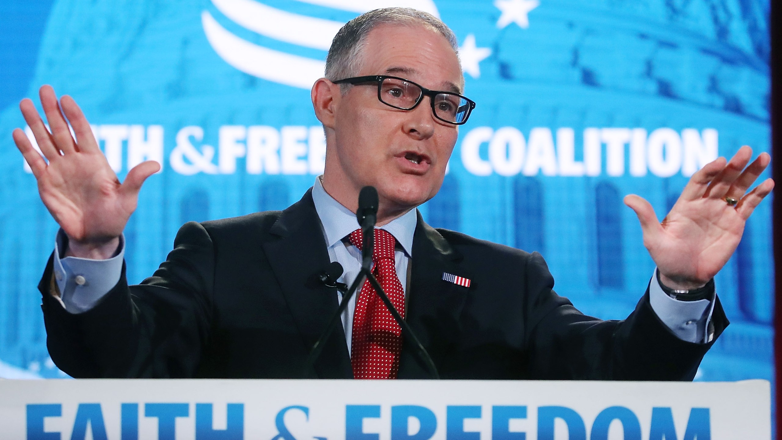 EPA Administrator Scott Pruitt speaks at the Faith and Freedom Coalition Road to Majority Policy Conference, at the Omni Shoreham Hotel, on June 8, 2018, in Washington, D.C. (Credit: Mark Wilson/Getty Images)