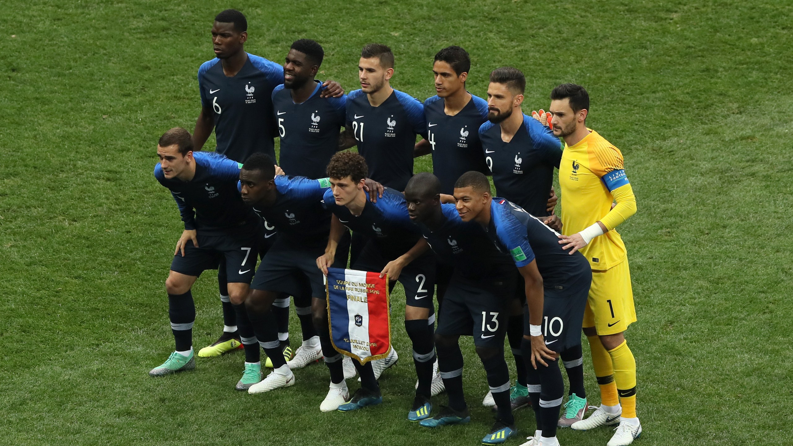 France players pose for a team photo prior to the 2018 FIFA World Cup Final between France and Croatia at Luzhniki Stadium on July 15, 2018 in Moscow, Russia. (Credit: Kevin C. Cox/Getty Images)