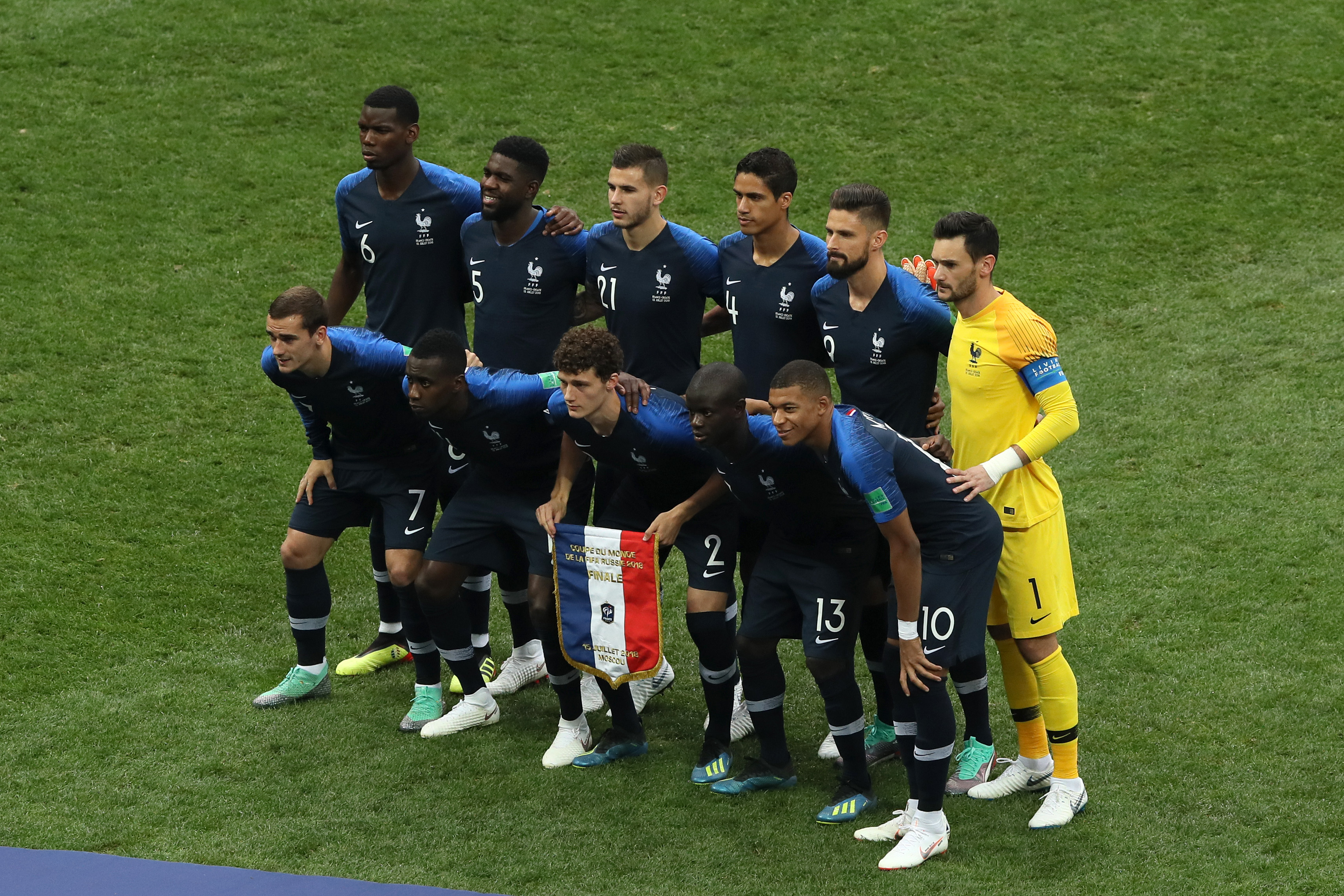 France players pose for a team photo prior to the 2018 FIFA World Cup Final between France and Croatia at Luzhniki Stadium on July 15, 2018 in Moscow, Russia. (Credit: Kevin C. Cox/Getty Images)