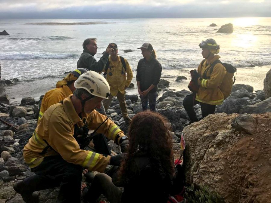 Angela Hernandez receives medical care after being found at the bottom of a cliff in Big Sur on July 13, 2018. (Credit: Monterey County Sheriff's Office)