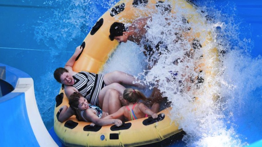 A group gets soaked while riding the Banzai Falls ride at Knott's Soak City water park in Buena Park in this undated photo. (Credit: Allen J. Schaben / Los Angeles Times)