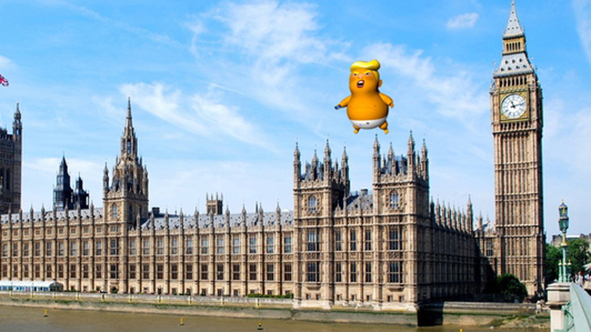 A rendering of the "Trump Baby" balloon flying over Parliament Square is seen on a petition website.