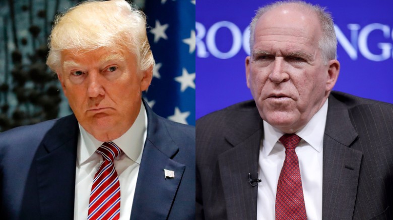 President Donald Trump, left, and former CIA Director John Brennan, right, are seen in file photos. (Credit: CNN)