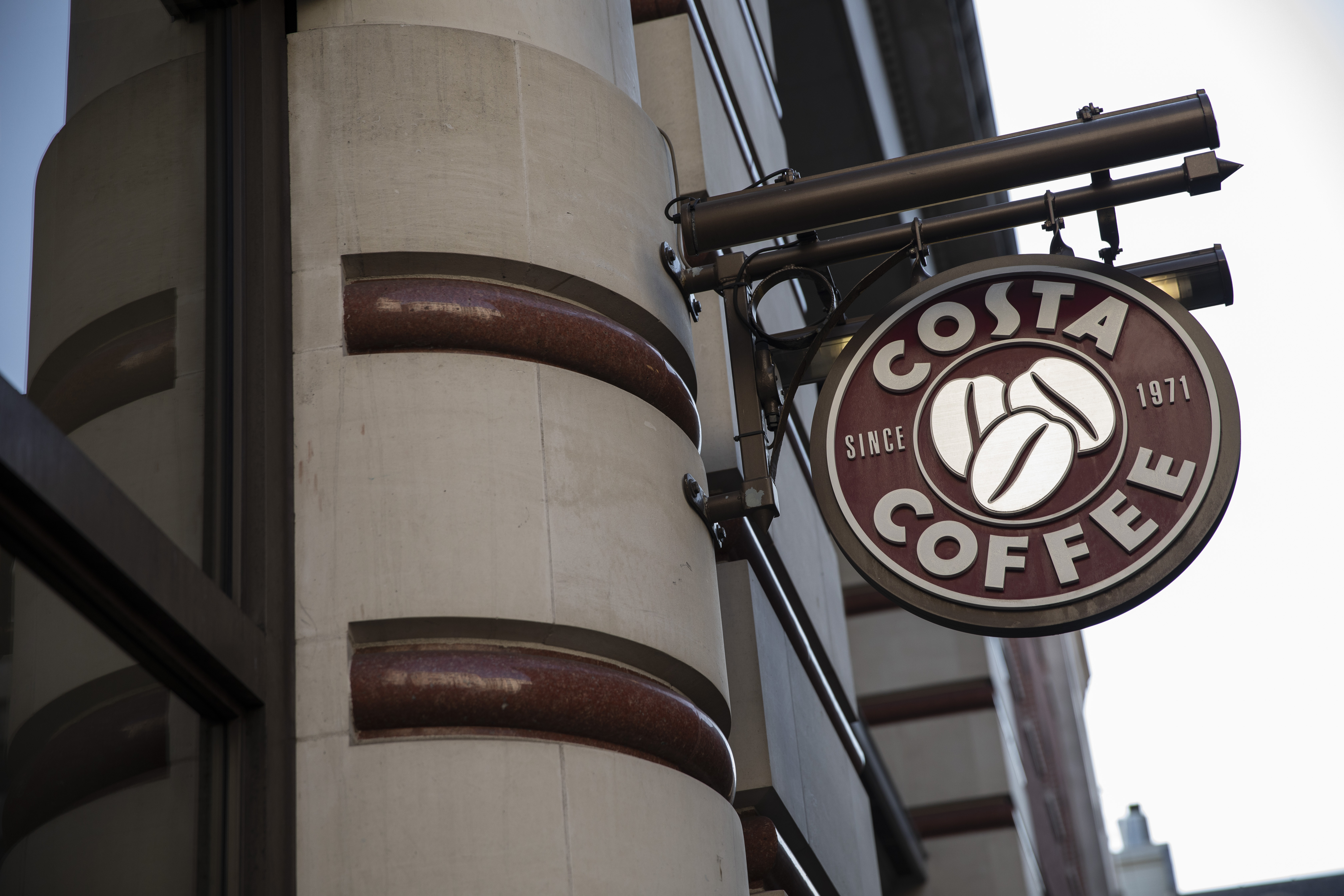 A Costa Costa coffee shop sign on August 31, 2018 in London, England. Coca-Cola Co. is to buy the U.K. chain Costa Coffee for £3.9 billion GBP, ($5.1 billion USD). (Credit: Dan Kitwood/Getty Images)