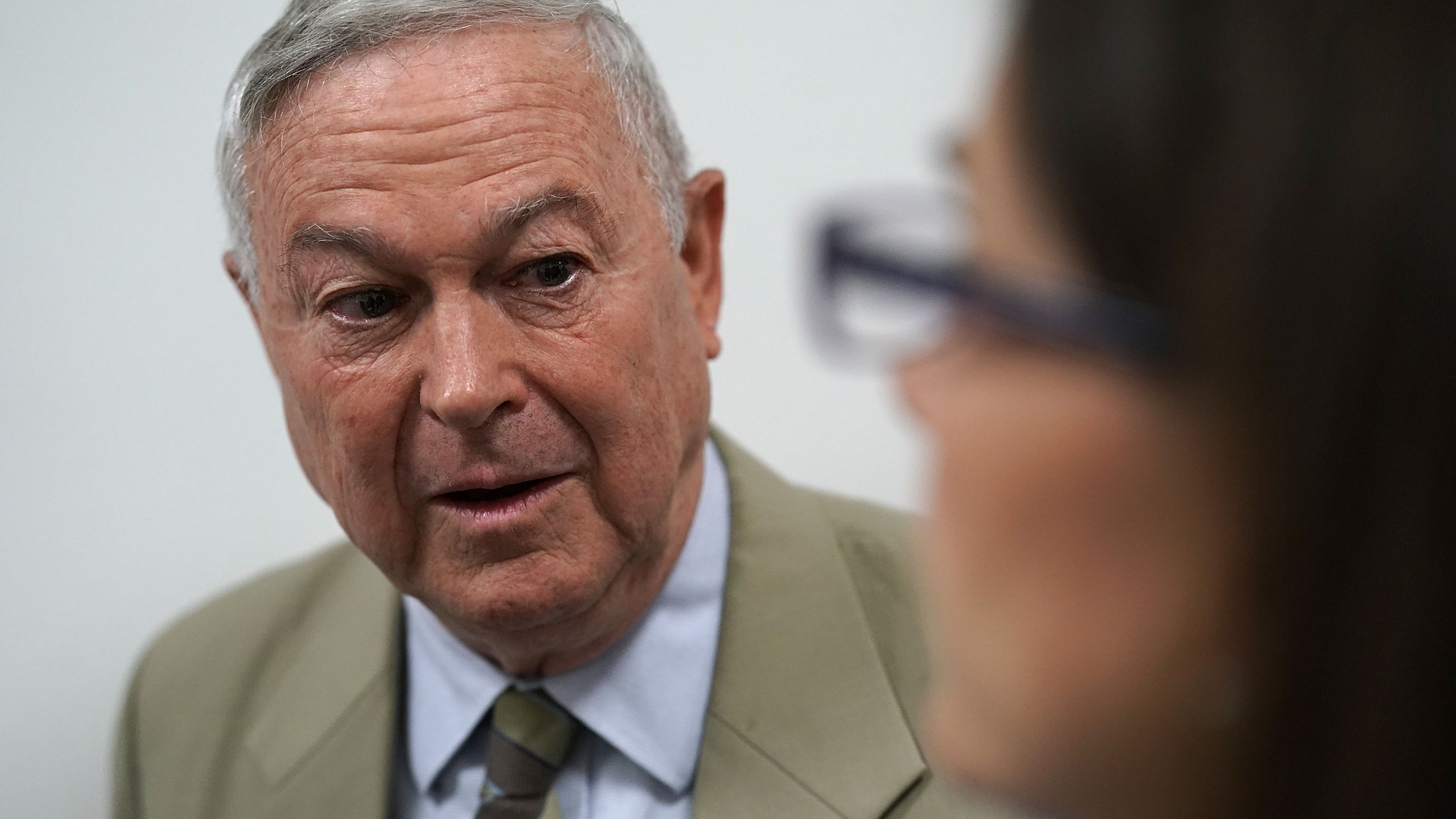 Rep. Dana Rohrabacher speaks to members of the media as he leaves a Republican conference meeting on Capitol Hill on June 7, 2018. (Credit: Alex Wong / Getty Images)