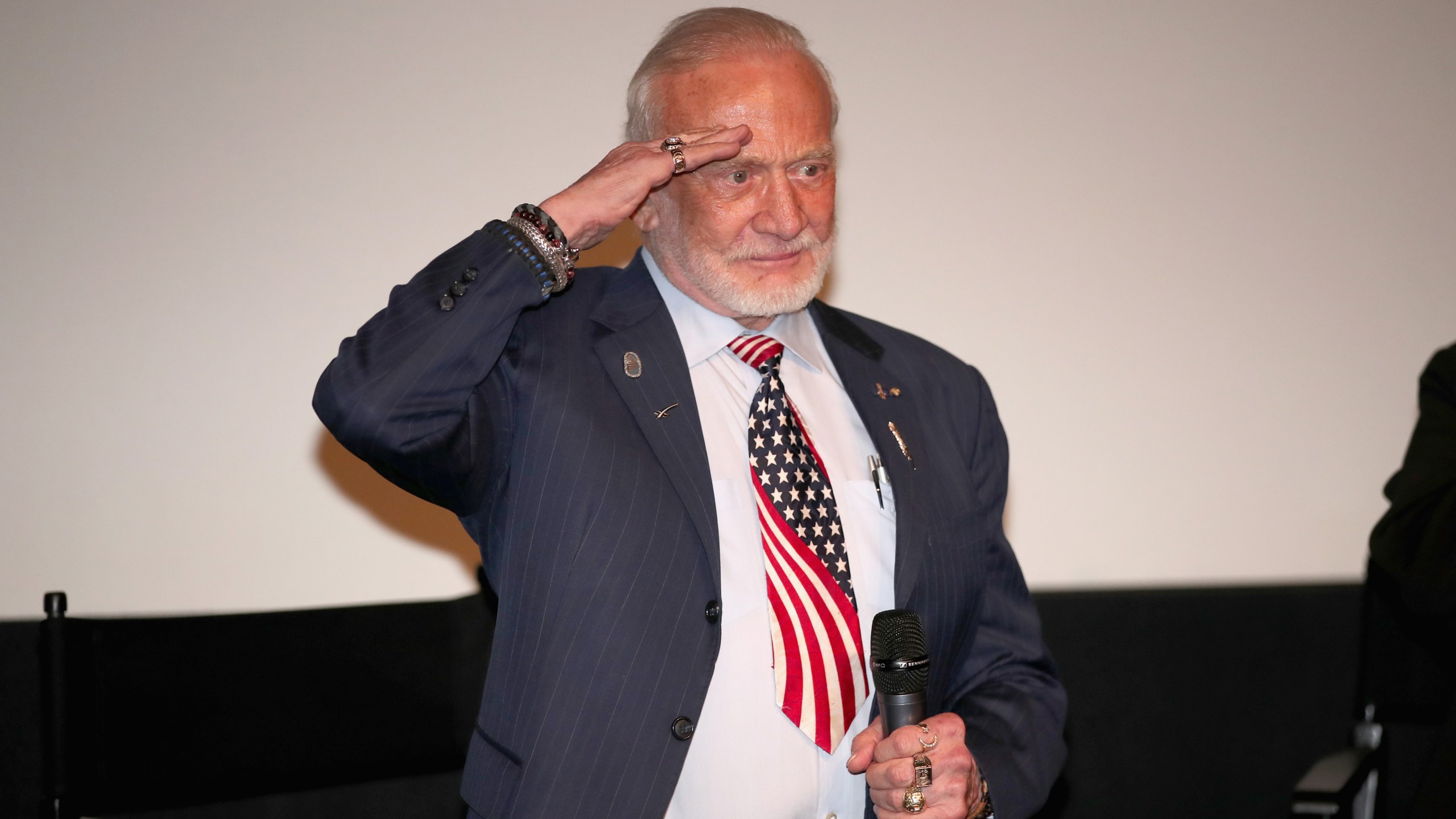 Astronaut Buzz Aldrin at the premiere of The Man Who Unlocked The Universe on June 21, 2018 in West Hollywood, California. (Credit: Christopher Polk/Getty Images)