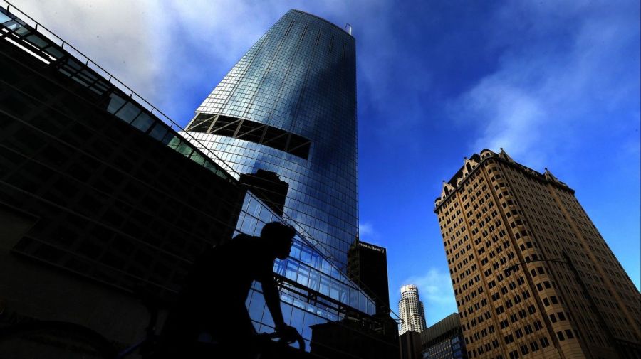 The Wilshire Grand is seen in this undated photo. It is one of many developments that received assistance from taxpayer money with approval from the city of L.A. (Credit: Mel Melcon / Los Angeles Times)