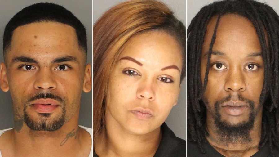 Jason Buchanan, Danay Granville and Tyrone O’Neal are seen in booking photos provided by the Santa Barbara County Sheriff's Office on Aug. 28, 2018.