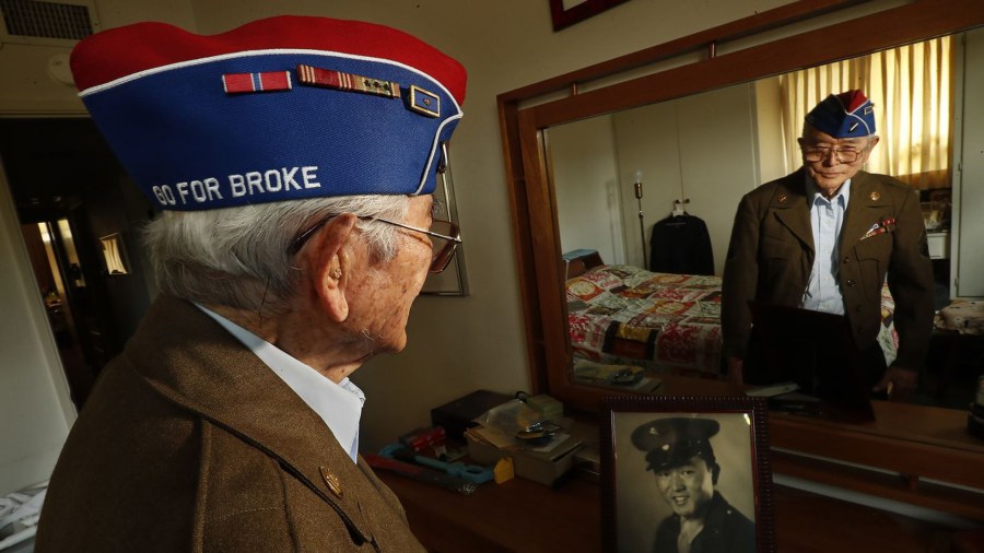 Yoshio Nakamura, 93, survived Nazi artillery in Italy, upon returning from WW II he found his house was gone. (Credit: Mel Melcon / Los Angeles Times)