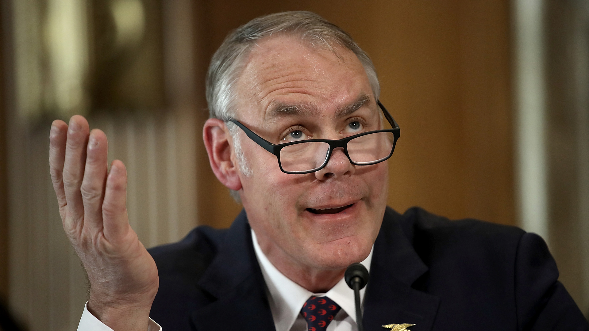 Interior Secretary Ryan Zinke testifies before the Senate Energy and Natural Resources Committee March 13, 2018 in Washington, DC. (Credit: Win McNamee/Getty Images)