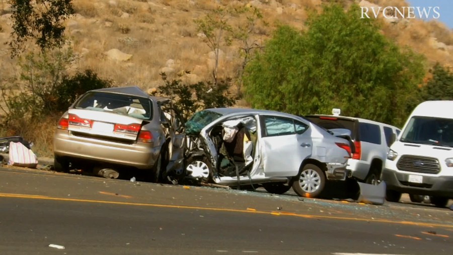 Three people died at the scene of a car crash in Lake Elsinore on Sept. 7, 2018. (Credit: RVC News)