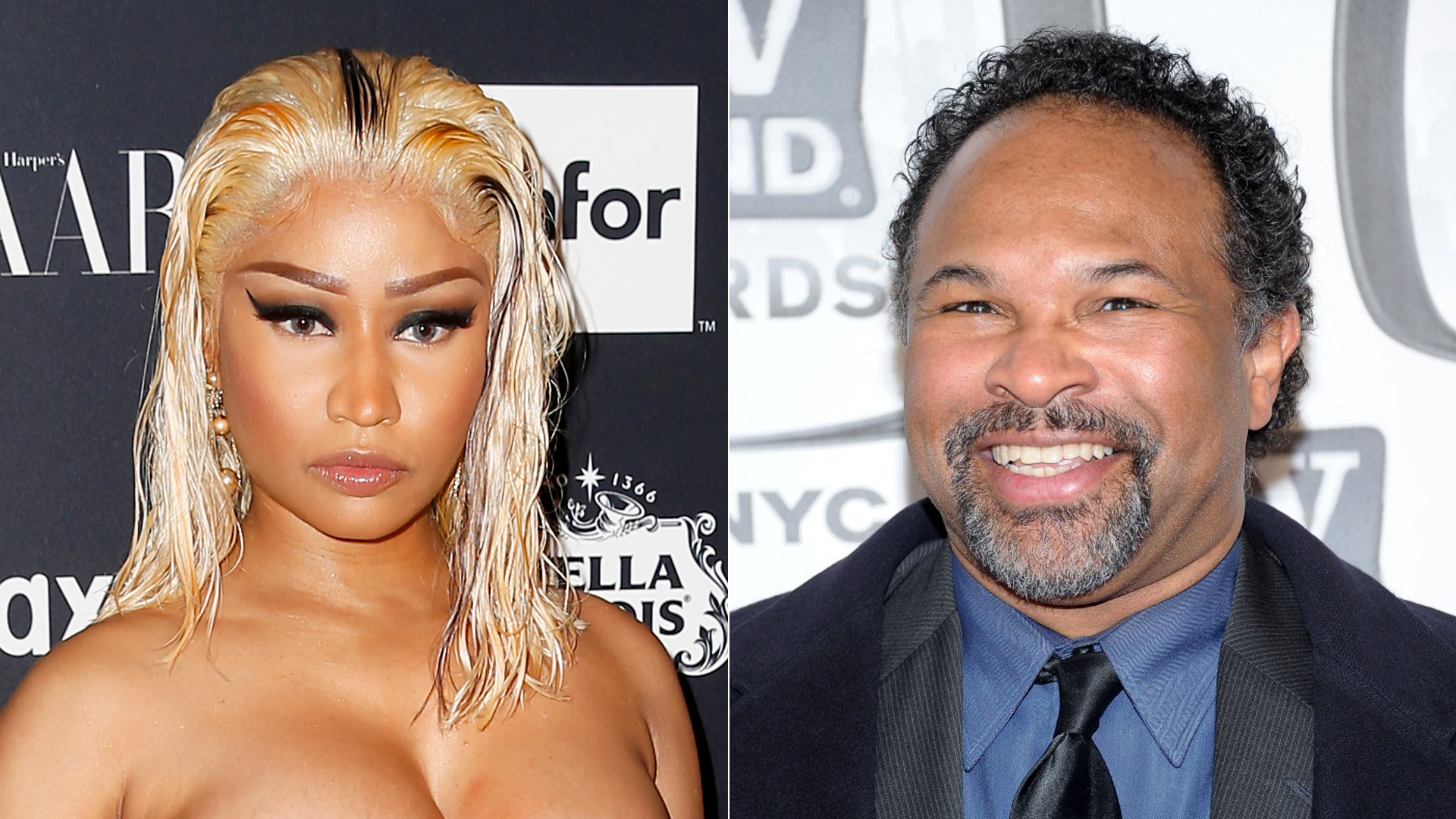 Nicki Minaj attends the Harper's BAZAAR Celebrates 'ICONS at The Plaza Hotel on Sept. 7, 2018 in New York City. Actor Geoffrey Owens attends the 9th annual TV Land Awards at the Javits Center in New York City on April 10, 2011. (Credit: Dominik Bindl and Michael Loccisano/Getty Images)