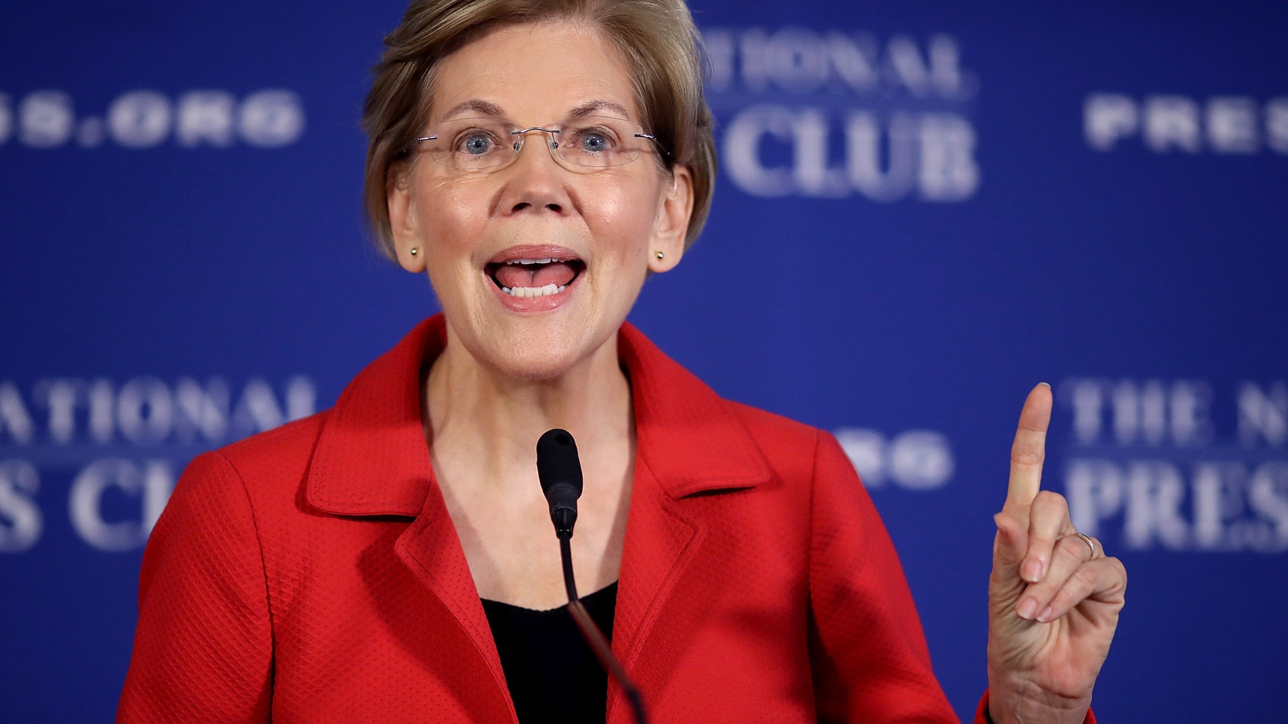 Sen. Elizabeth Warren speaks at the National Press Club in Washington, DC, on Aug. 21, 2018. (Credit: Win McNamee / Getty Images)