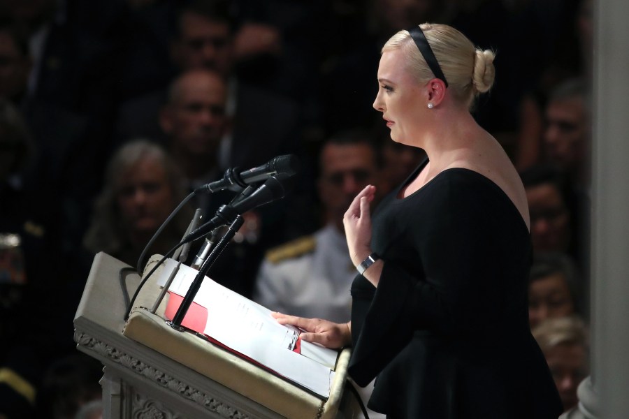 Meghan McCain delivers a eulogy during the funeral service for U.S. Sen. John McCain at the National Cathedral on Sept.r 1, 2018 in Washington, D.C. (Credit: Mark Wilson/Getty Images)