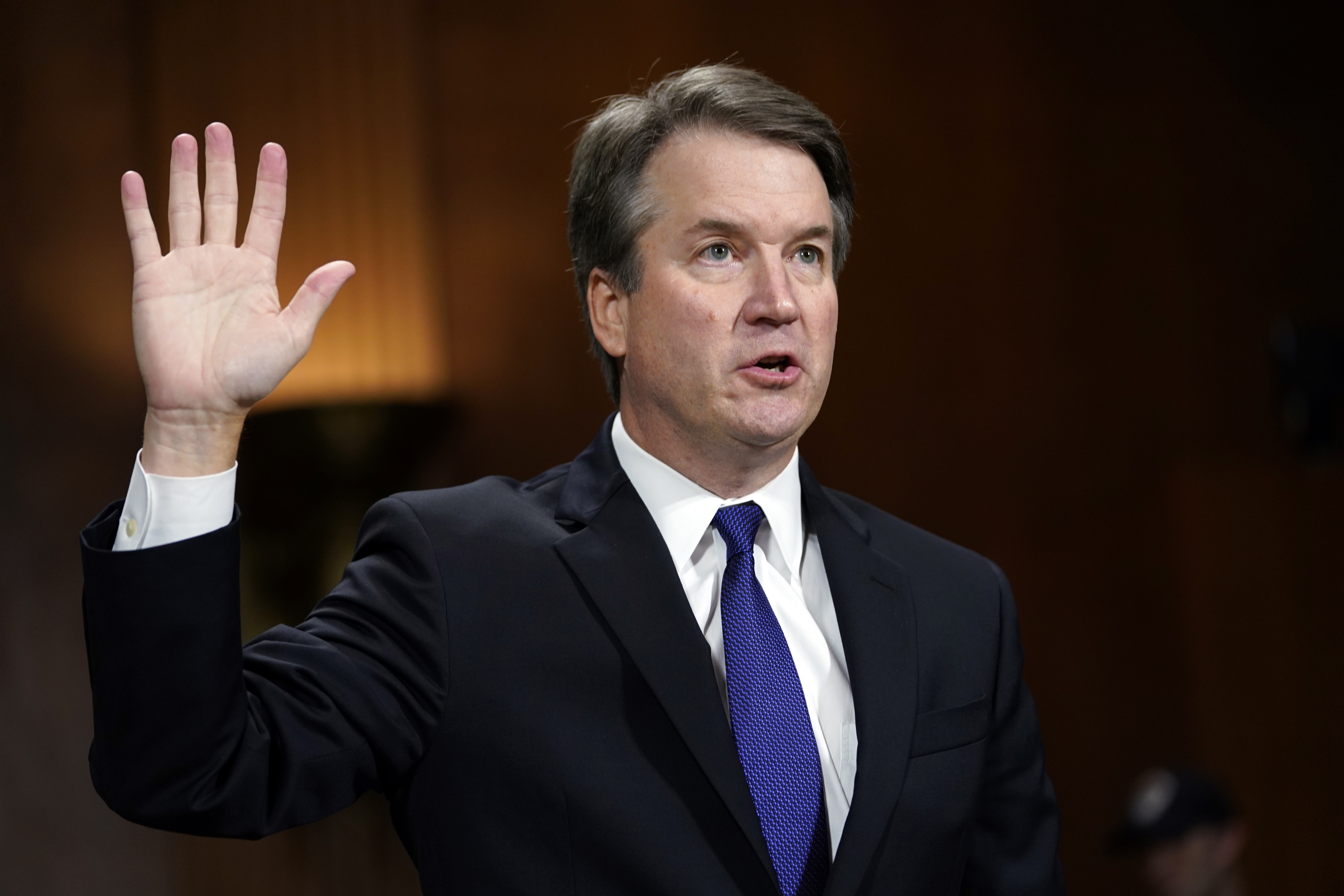 Supreme Court nominee Brett Kavanaugh is sworn in to testify before the Senate Judiciary Committee on Capitol Hill on September 27, 2018 in Washington, DC. (Credit: by Andrew Harnik - Pool/Getty Images)