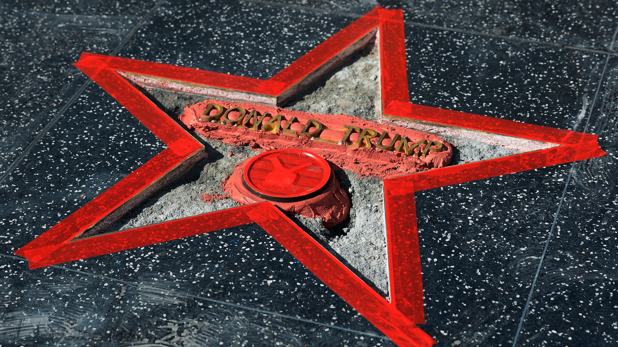 Donald Trump's Hollywood Walk Of Fame Star is repaired after it was vandalized October 26, 2016 in Hollywood. (Credit: Kevork Djansezian/Getty Images)