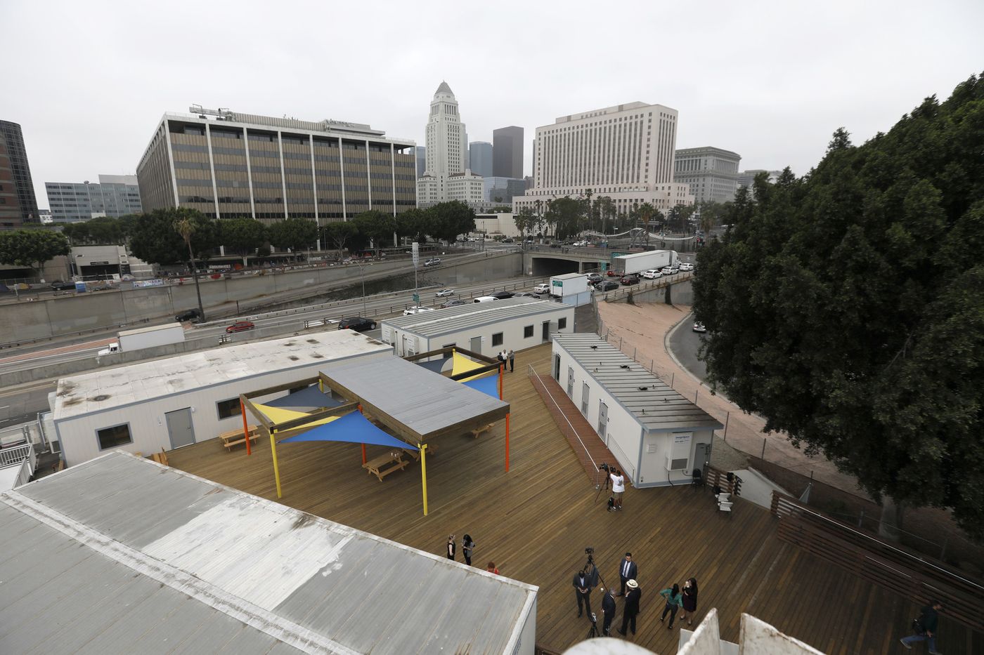 A $2.4-million shelter that's expected to open on Sept. 10, 2018, housing 45 homeless people in downtown L.A.'s El Pueblo historic district, is pictured here in an undated photo. (Credit: Francine Orr / Los Angeles Times)