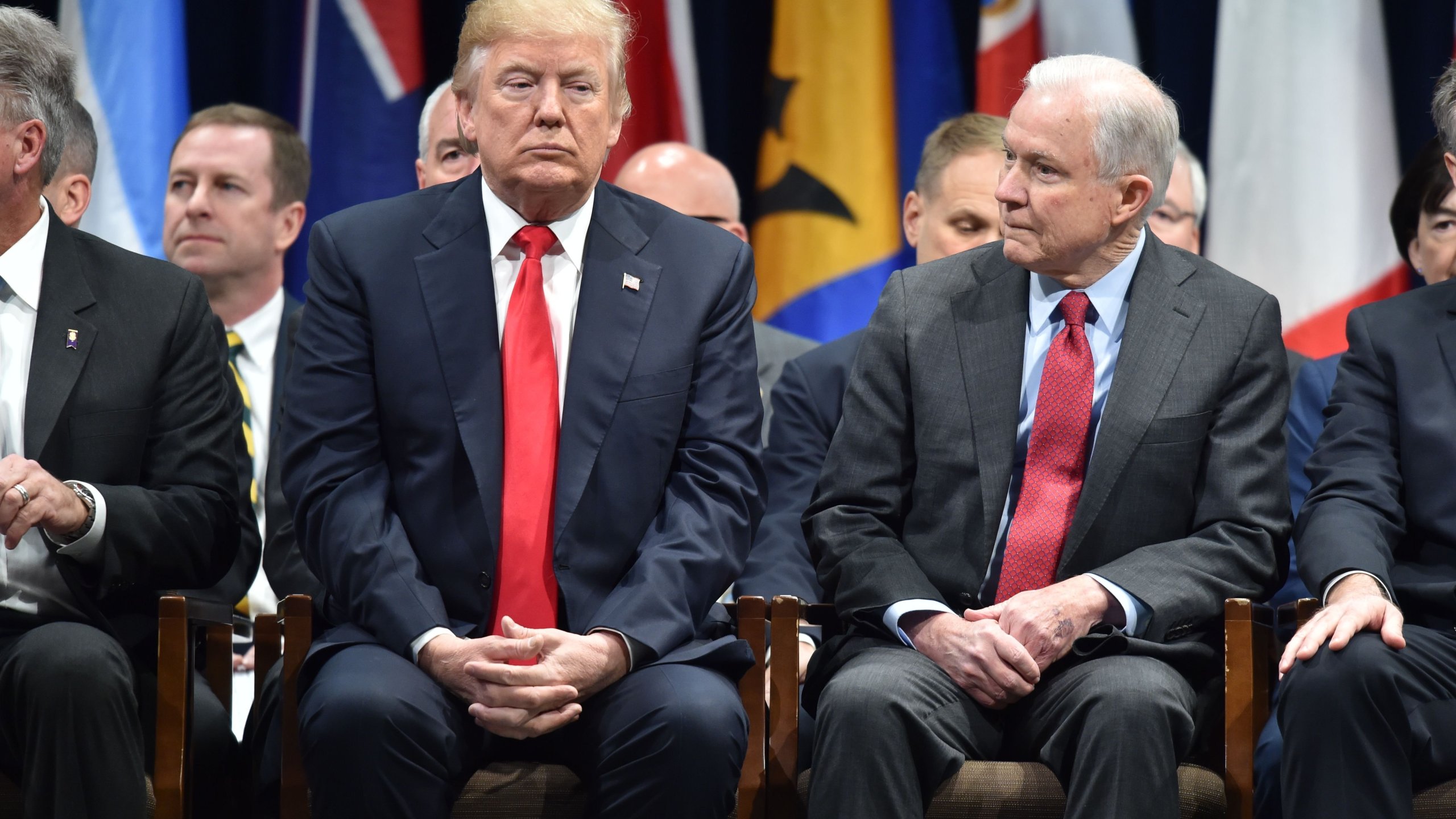 President Donald Trump lamented the indictments of two Republican lawmakers who were his earliest supporters in Congress during the 2016 election and suggested they were politically motivated, in tweets he posted on Sept. 3, 2018. He and Attorney General Jeff Sessions, who he blasted in the tweets, are seen in this undated image. (Credit: AFP/Getty Images via CNN)