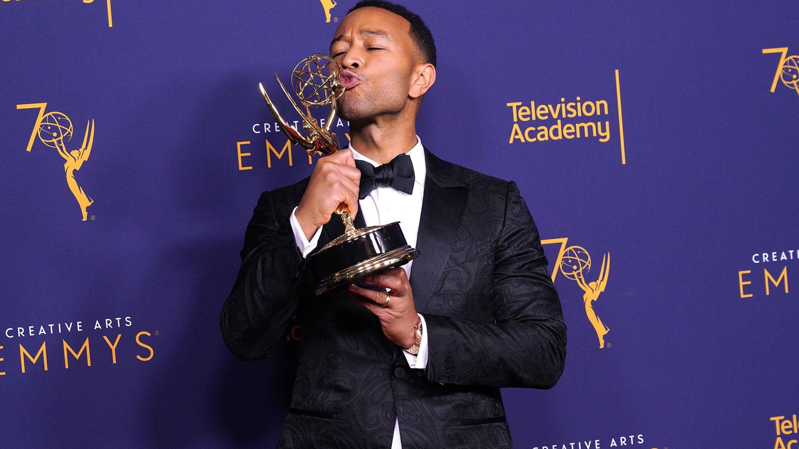 Singer, actor and producer John Legend won an Emmy at the Creative Arts Emmy Awards in Los Angeles on Sept. 9, 2018, along with Andrew Lloyd Webber and Tim Rice, for producing the best variety special winner, "Jesus Christ Superstar Live in Concert." The win earned him prestigious EGOT status, making him the first black man and youngest person ever to achieve it. (Credit: JC Oliver/WireImage/Getty Images via CNN)