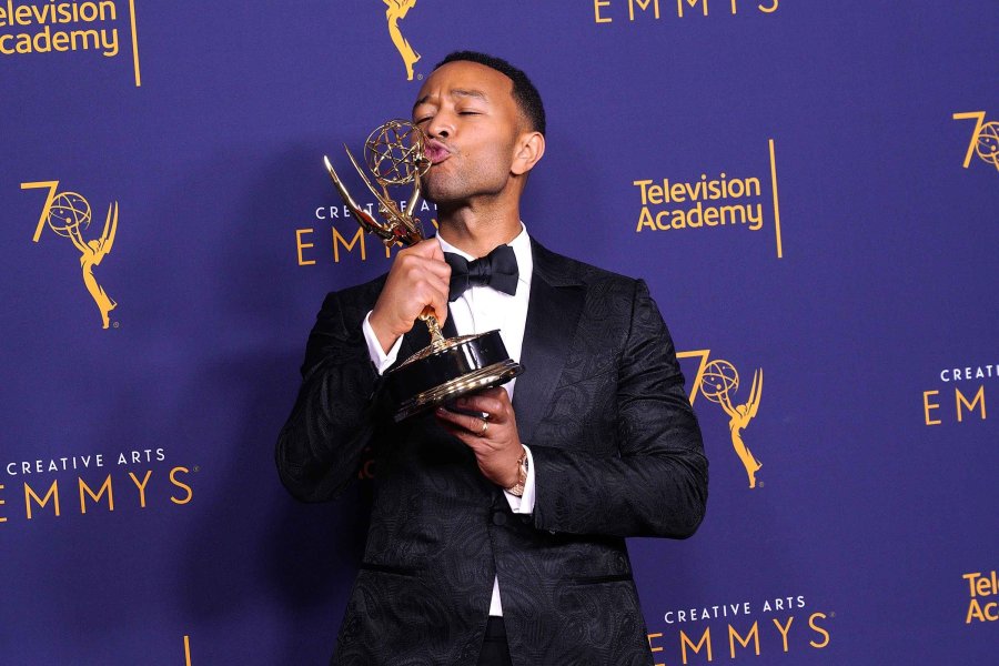 Singer, actor and producer John Legend won an Emmy at the Creative Arts Emmy Awards in Los Angeles on Sept. 9, 2018, along with Andrew Lloyd Webber and Tim Rice, for producing the best variety special winner, "Jesus Christ Superstar Live in Concert." The win earned him prestigious EGOT status, making him the first black man and youngest person ever to achieve it. (Credit: JC Oliver/WireImage/Getty Images via CNN)