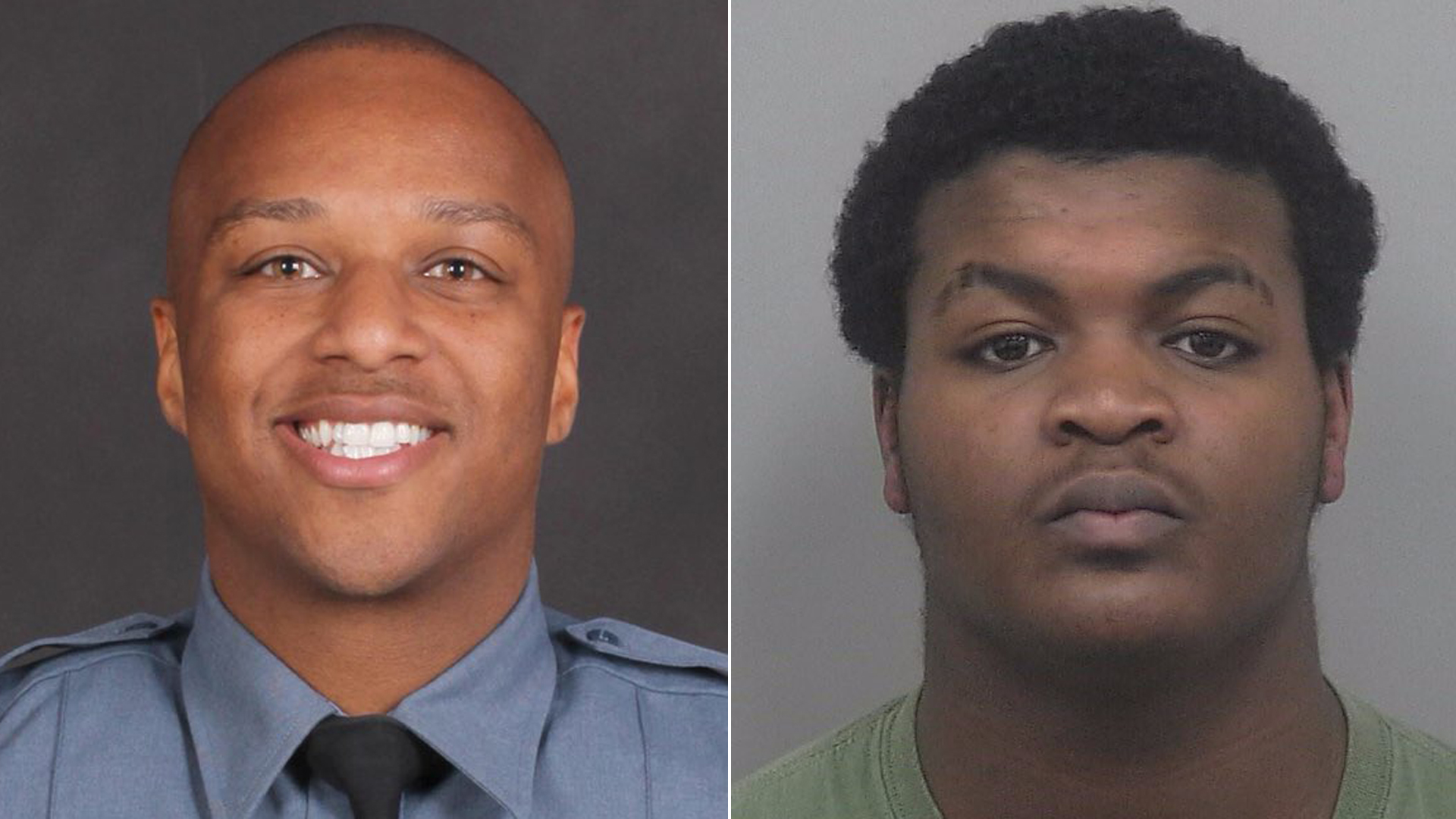 Officer Antwan Toney, left, and suspect Tafahree Maynard are shown in photos released by the Gwinnett Police Department in October 2018.