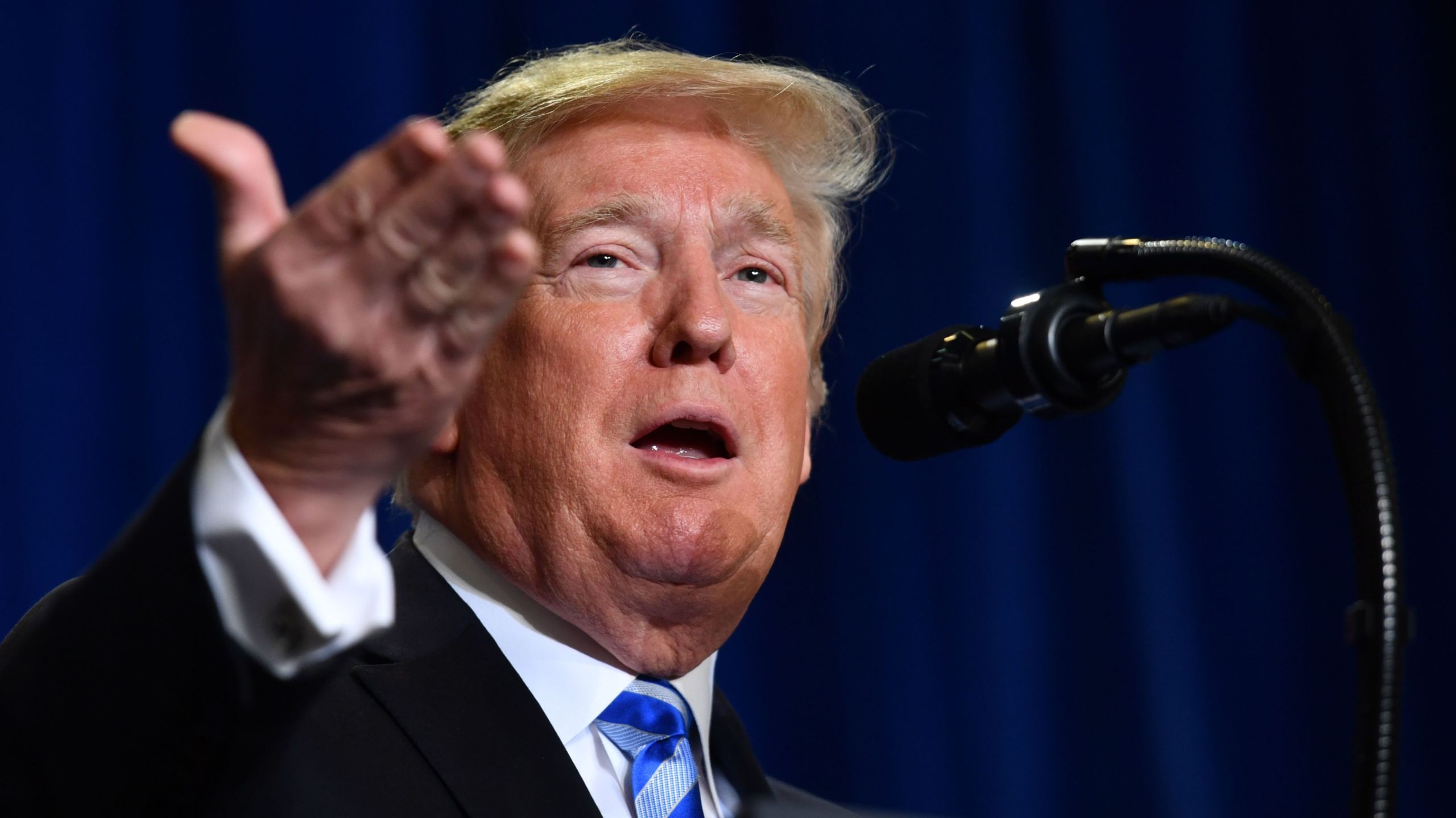 US President Donald Trump speaks at the Department of Health and Human Services in Washington, DC, on October 25, 2018. (Credit: NICHOLAS KAMM/AFP/Getty Images)