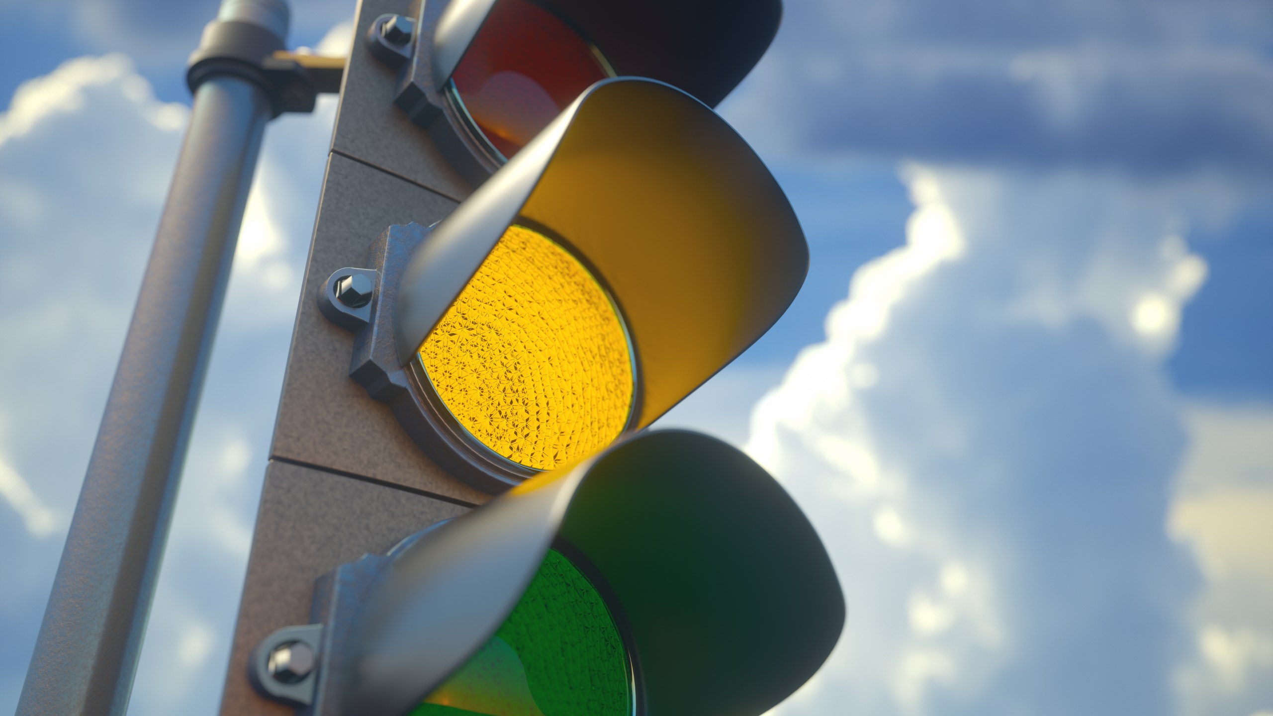 A traffic light with a yellow light on is seen in this file photo. (Credit: iStock/Getty Images Plus)