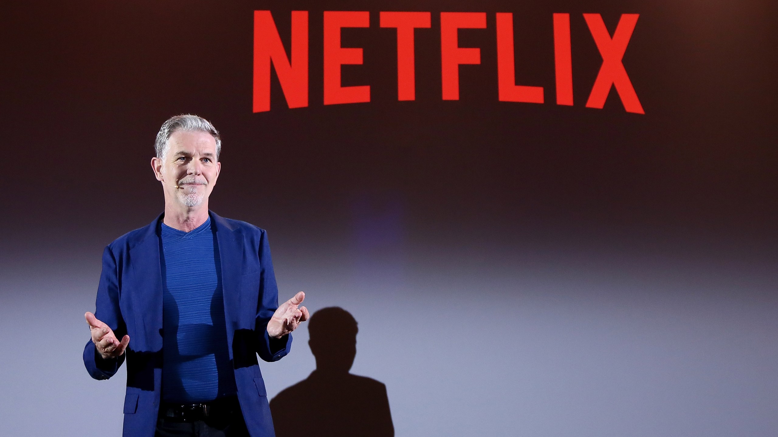 Reed Hastings, CEO of Netflix, is seen at a panel presentation in April 2018. (Credit: Ernesto S. Ruscio/Getty Images for Netflix)