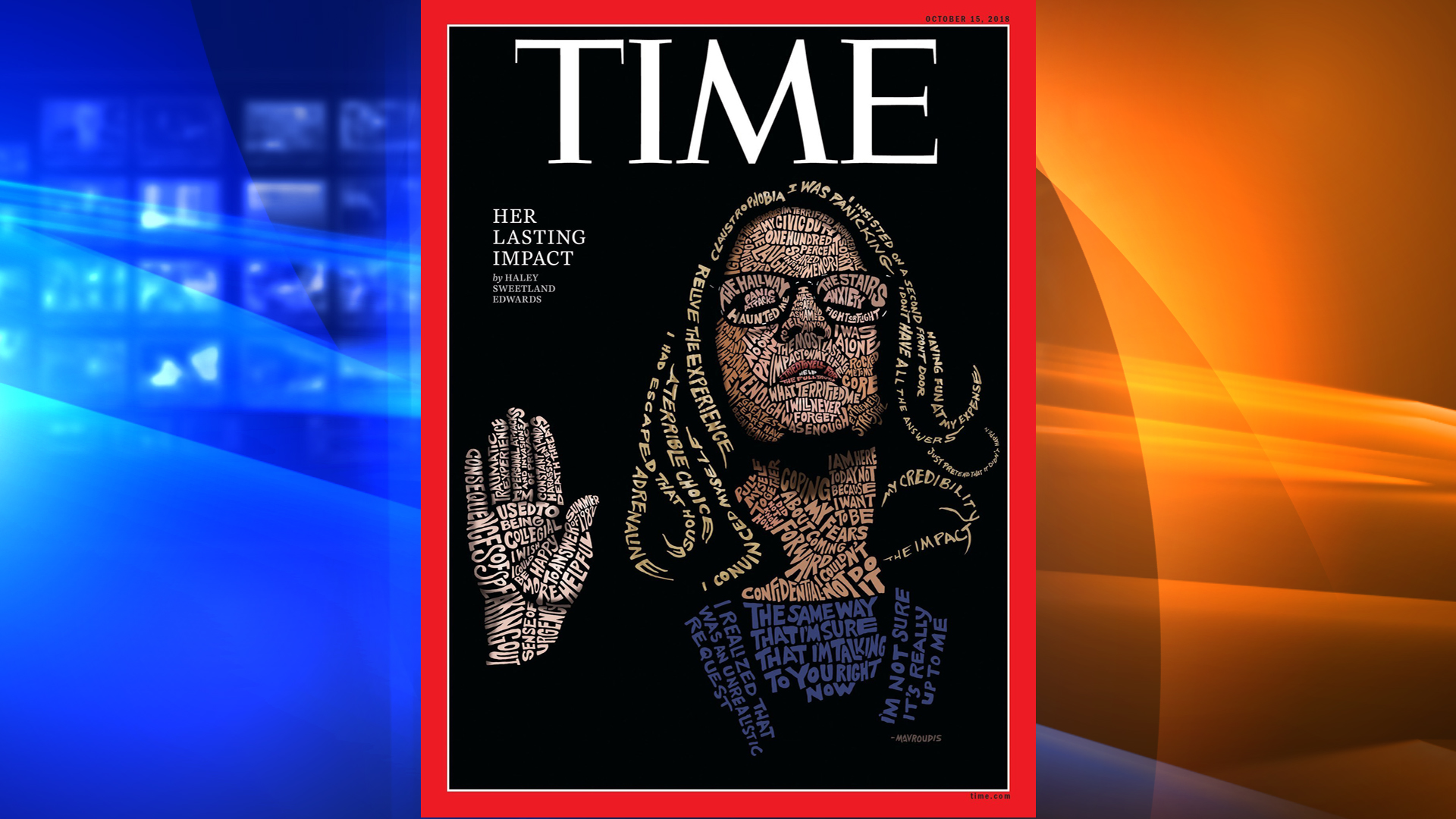 An illustration of Christine Blasey Ford on the cover of Time magazine. (Credit: Time magazine)