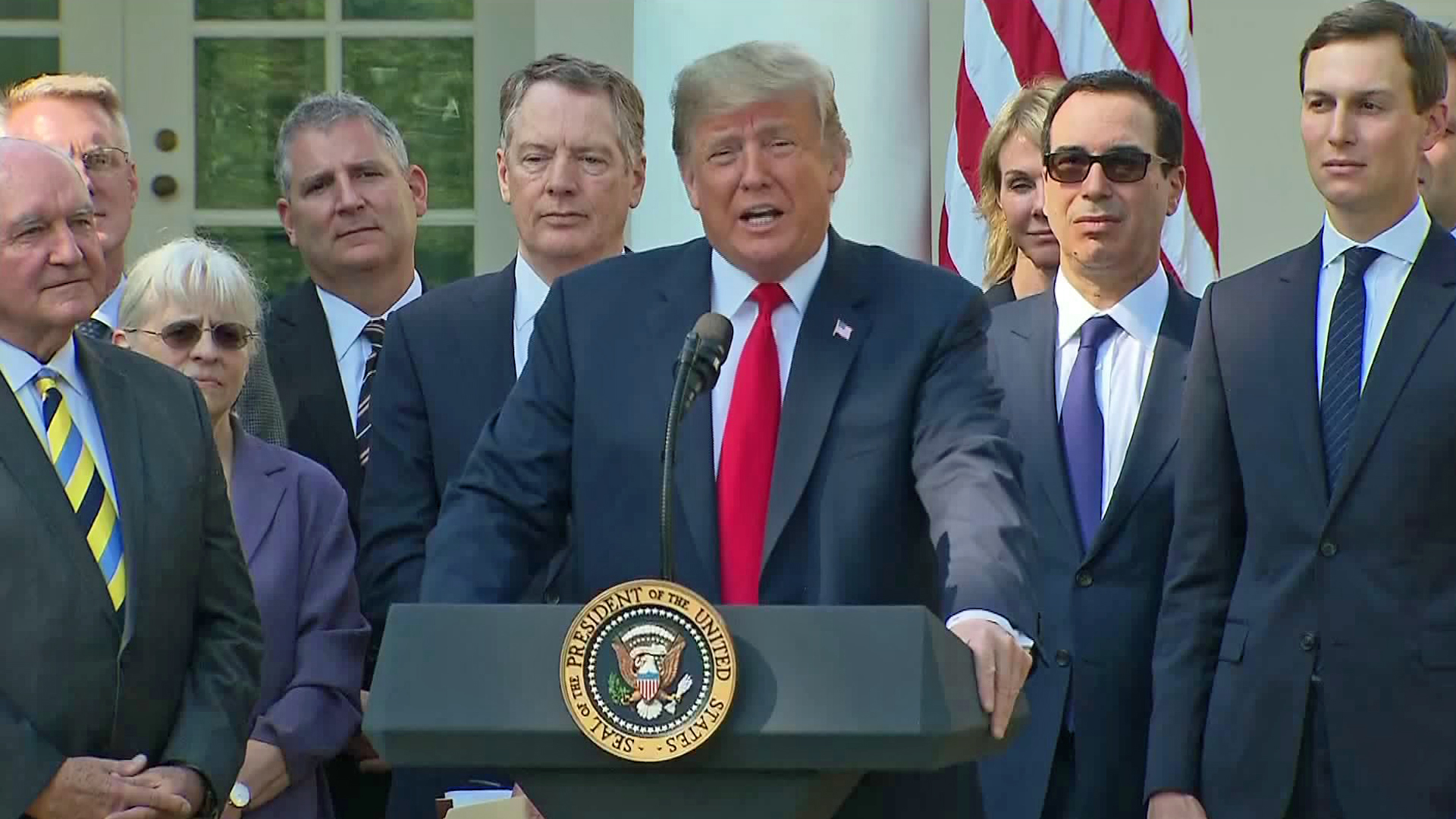 Donald Trump discusses a newly negotiated trade agreement with Canada and Mexico during a news conference at the White House on Oct. 1, 2018. (Credit: CNN)