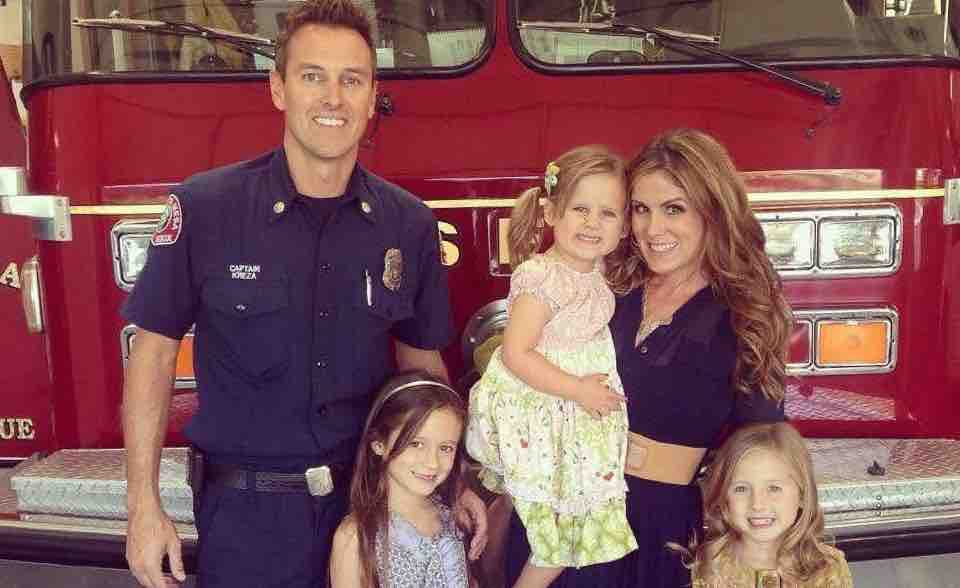 Costa Mesa Fire and Rescue Capt. Mike Kreza is seen with his family in an image posted to GoFundMe on Nov. 3, 2018.