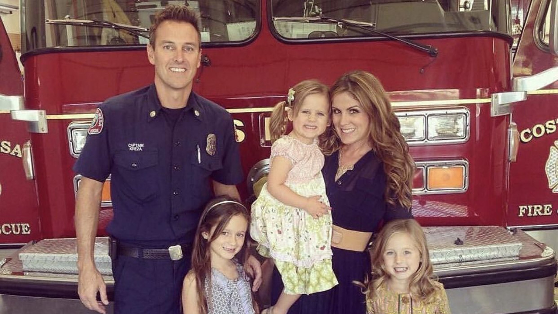 Costa Mesa Fire and Rescue Capt. Mike Kreza is seen with his family in an image posted to GoFundMe on Nov. 3, 2018.