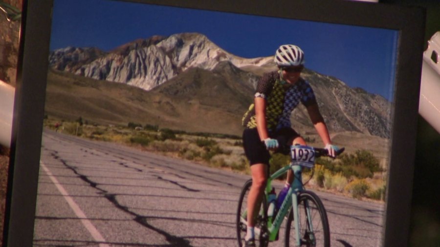 A vigil was held for a slain Claremont cyclist on Nov. 5, 2018. (KTLA)