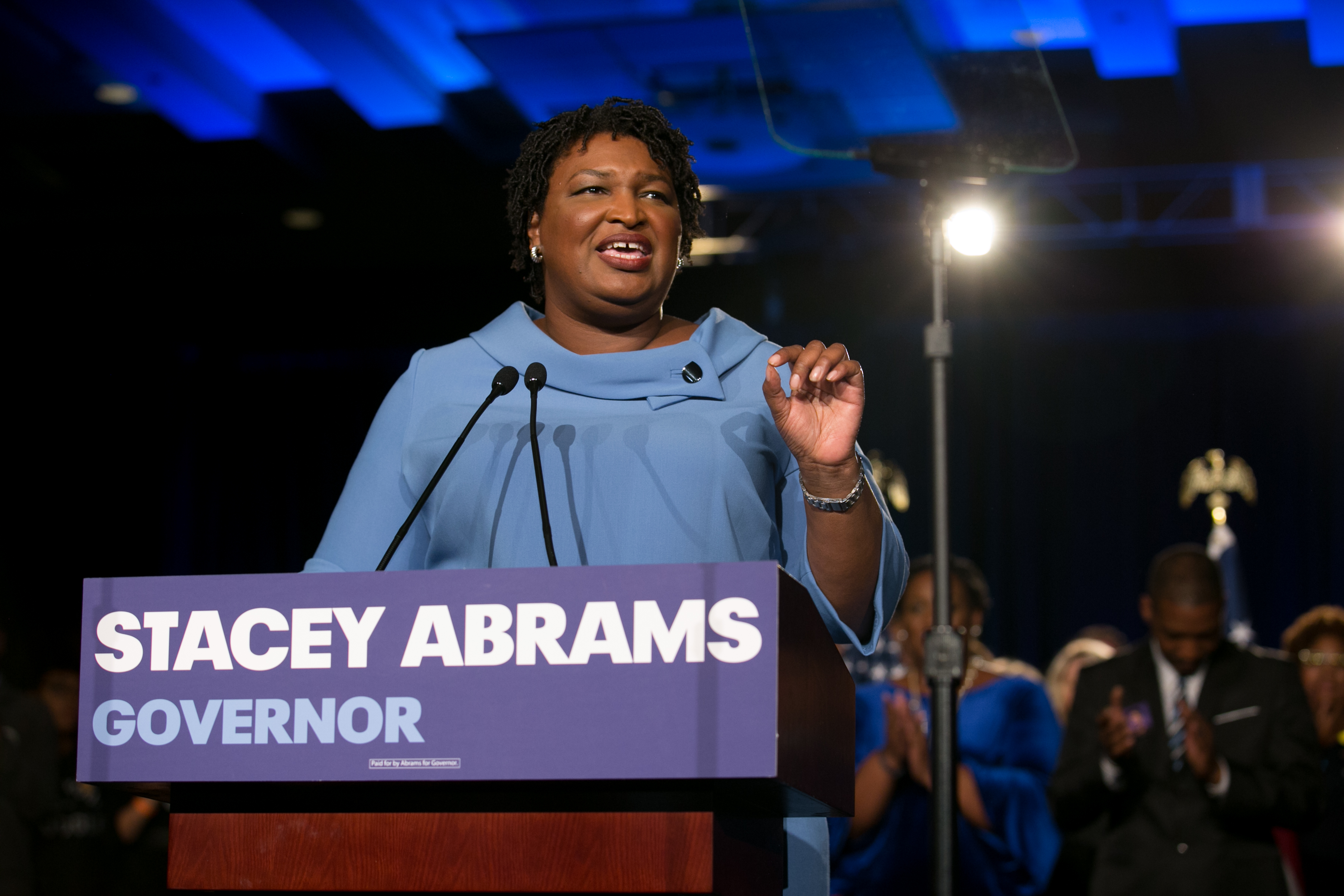 Democratic Gubernatorial candidate Stacey Abrams addresses supporters at an election watch party on Nov. 6, 2018 in Atlanta. (Credit: Jessica McGowan/Getty Images)