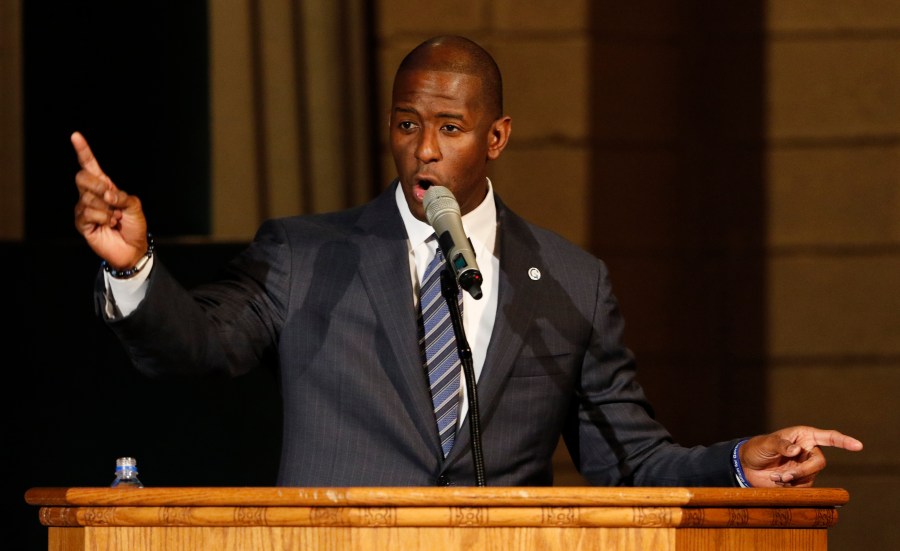 Andrew Gillum attends a service to advocate for a vote recount at the New Mount Olive Baptist Church on Nov.r 11, 2018 in Fort Lauderdale, Florida. (Credit: Joe Skipper/Getty Images)