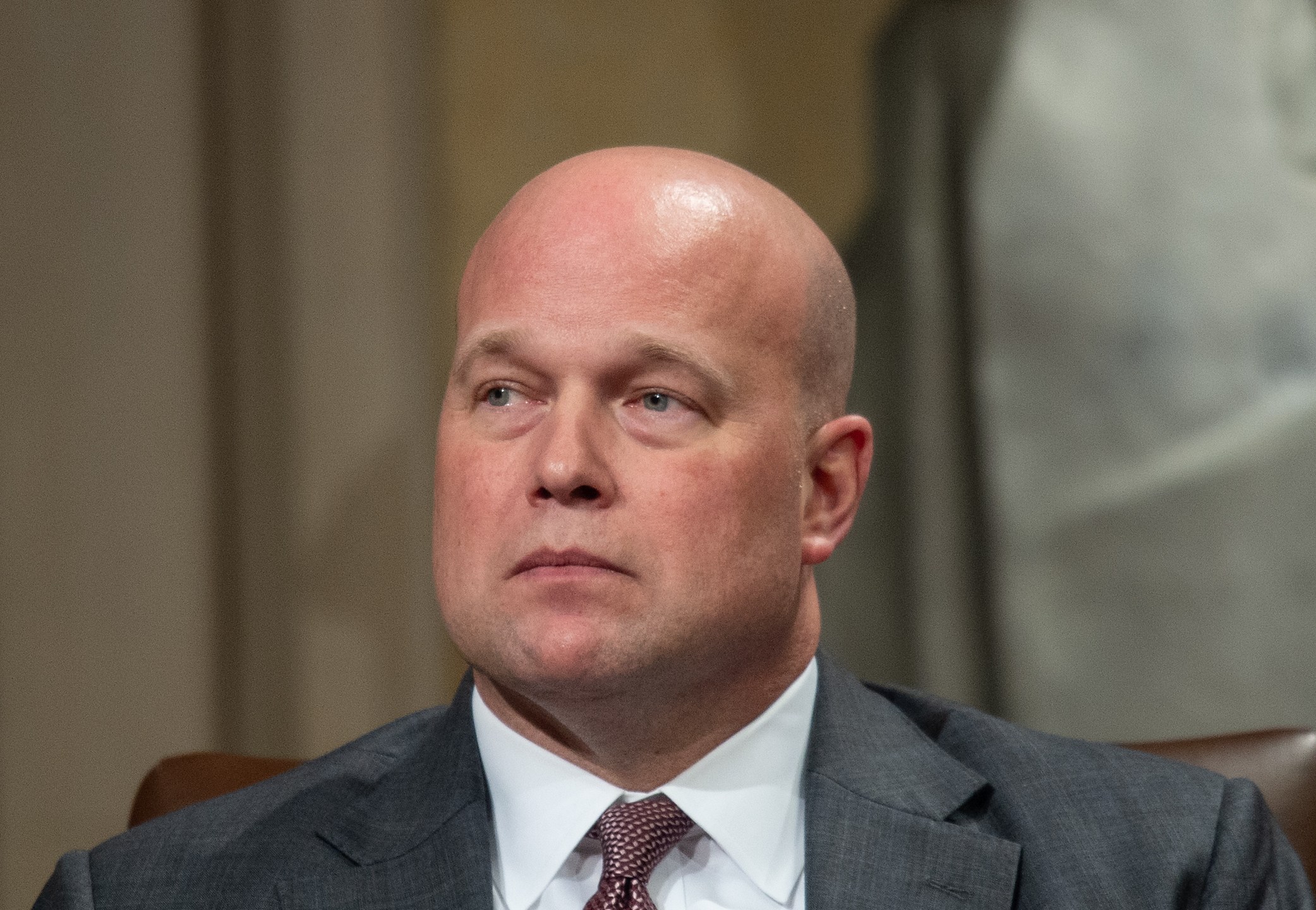 Acting U.S. Attorney General Matthew Whitaker speaks at the annual Veterans Appreciation Day ceremony at the Department of Justice in Washington, D.C, on Nov. 15, 2018. (Credit: NICHOLAS KAMM/AFP/Getty Images)