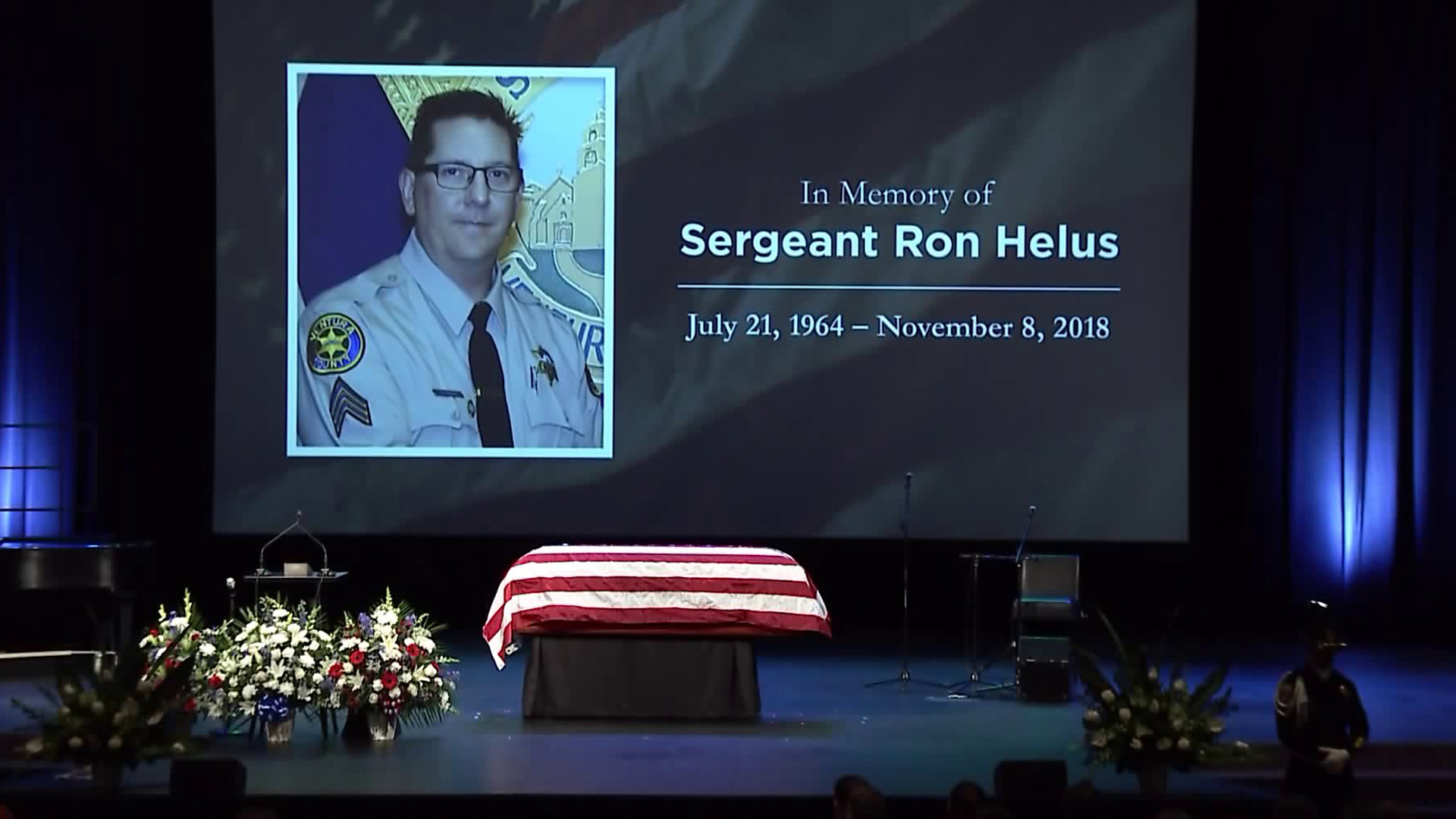 Sgt. Ron Helus was set to be remembered at a memorial service in Westlake Village on Nov. 15, 2018. (Credit: Pool)