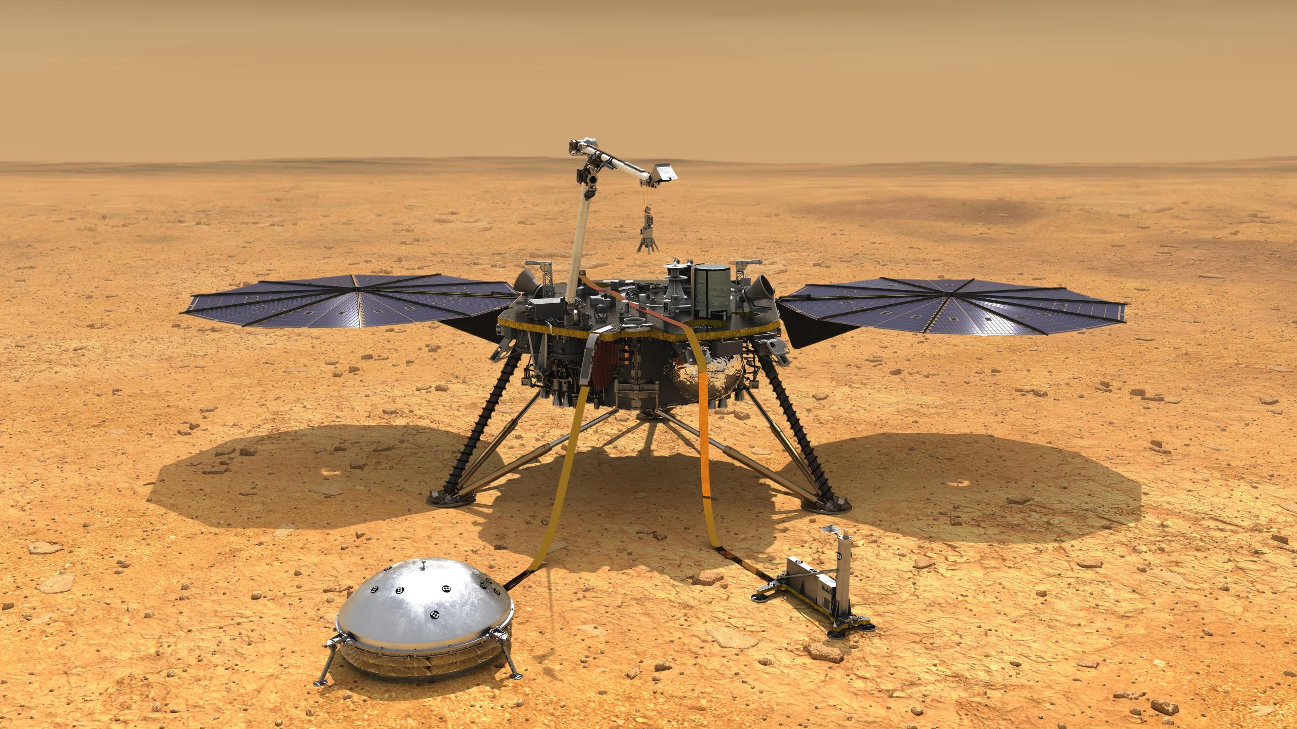 An artist's rendering shows the InSight Mars rover. (Credit: NASA's Jet Propulsion Laboratory)