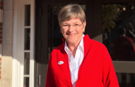 Laura Kelly is seen in an image posted by her Twitter account on Nov. 6, 2018.