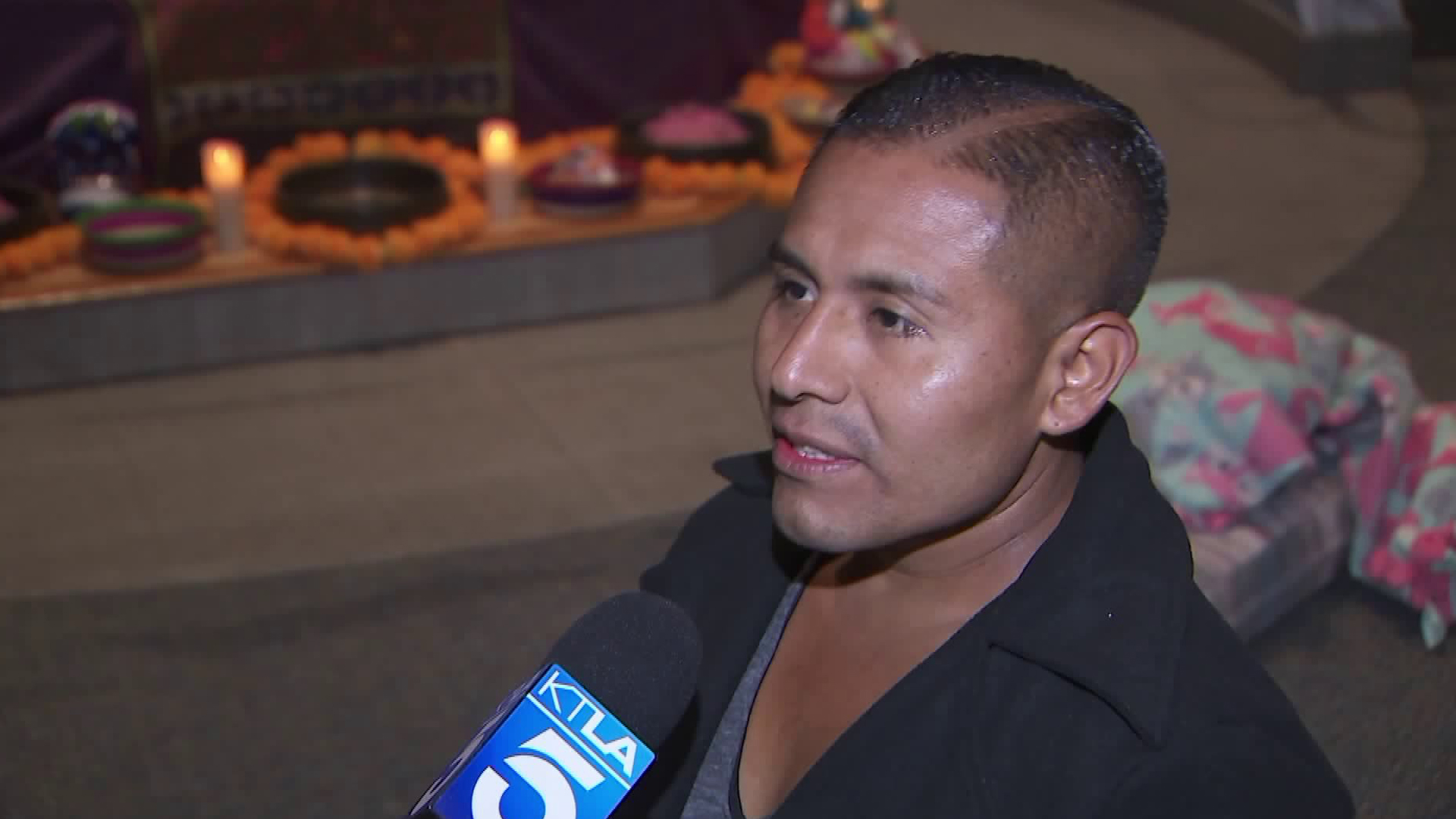 Santos Tecum speaks to KTLA on Nov. 8, 2018, the morning after he survived a mass shooting at a Thousand Oaks bar. (Credit: KTLA)