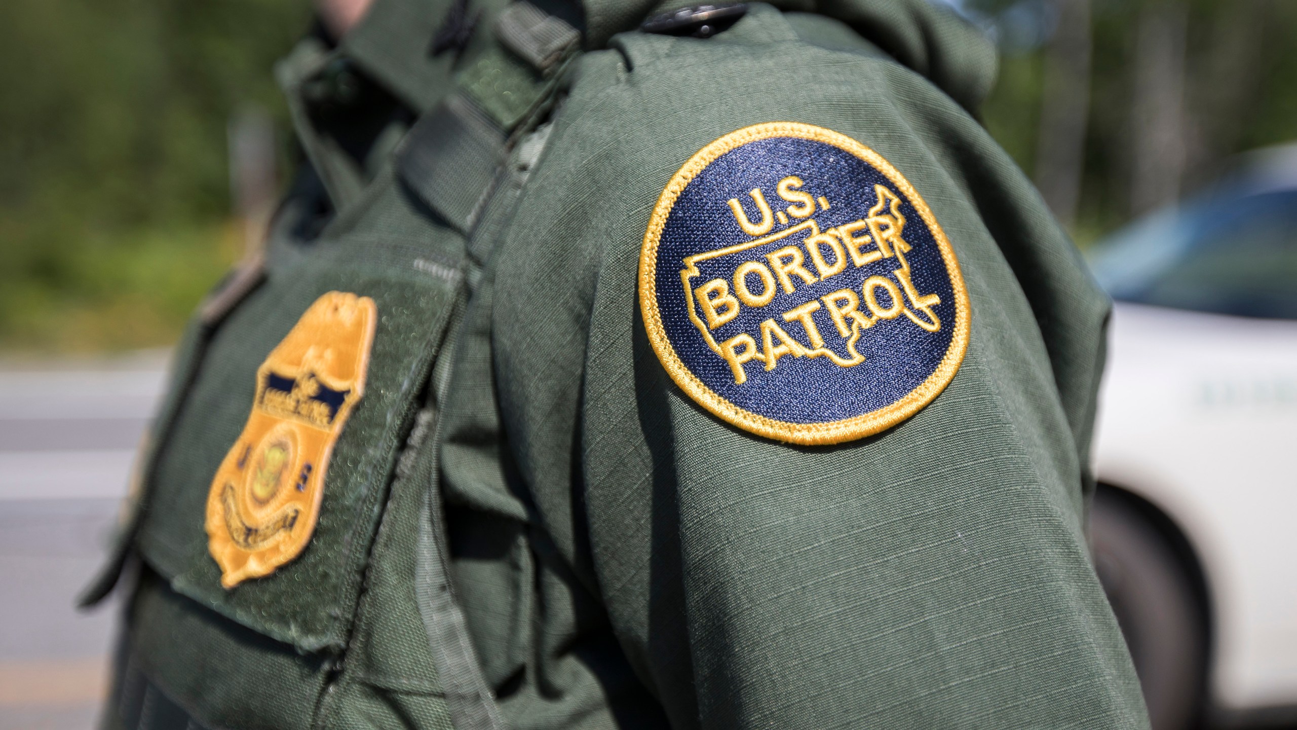 A patch on the uniform of a U.S. Border Patrol agent at a highway checkpoint on August 1, 2018 in West Enfield, Maine. (Credit: Scott Eisen/Getty Images)