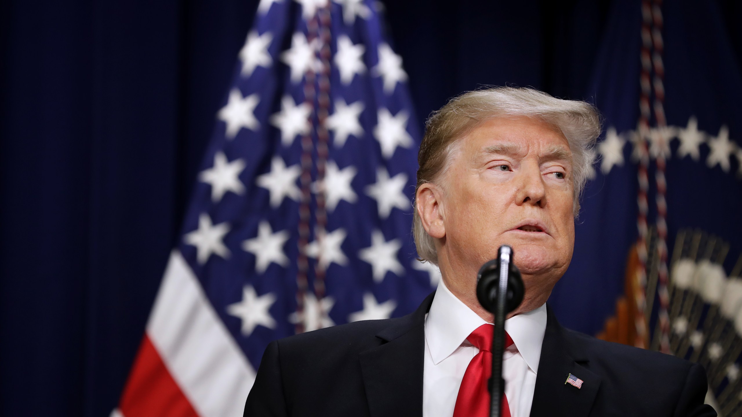 U.S. President Donald Trump delivers remarks before signing the Agriculture Improvement Act during a ceremony in the South Court Auditorium of the Eisenhower Executive Office Building December 20, 2018 in Washington, DC. (Credit: Chip Somodevilla/Getty Images)