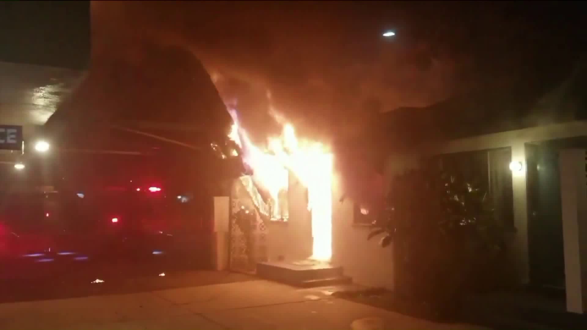 A man suffered burns when a motel room in Culver City when up in flames on Dec. 26, 2018.