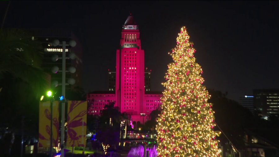 Los Angeles City Hall was illuminated in red to mark World AIDS Day on Dec. 1. 2018.