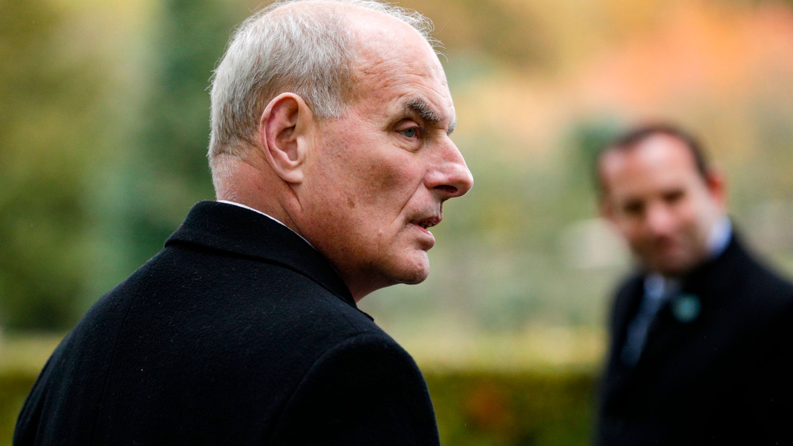 Retired United States Marine Corps general and White House Chief of Staff John F Kelly visits the Aisne-Marne American Cemetery and Memorial in Belleau, on Nov. 10, 2018, as part of commemorations marking the 100th anniversary of the Nov. 11, 1918, armistice, ending World War I. (Credit: Geoffroy VAN DER HASSELT / AFP /Getty Images)