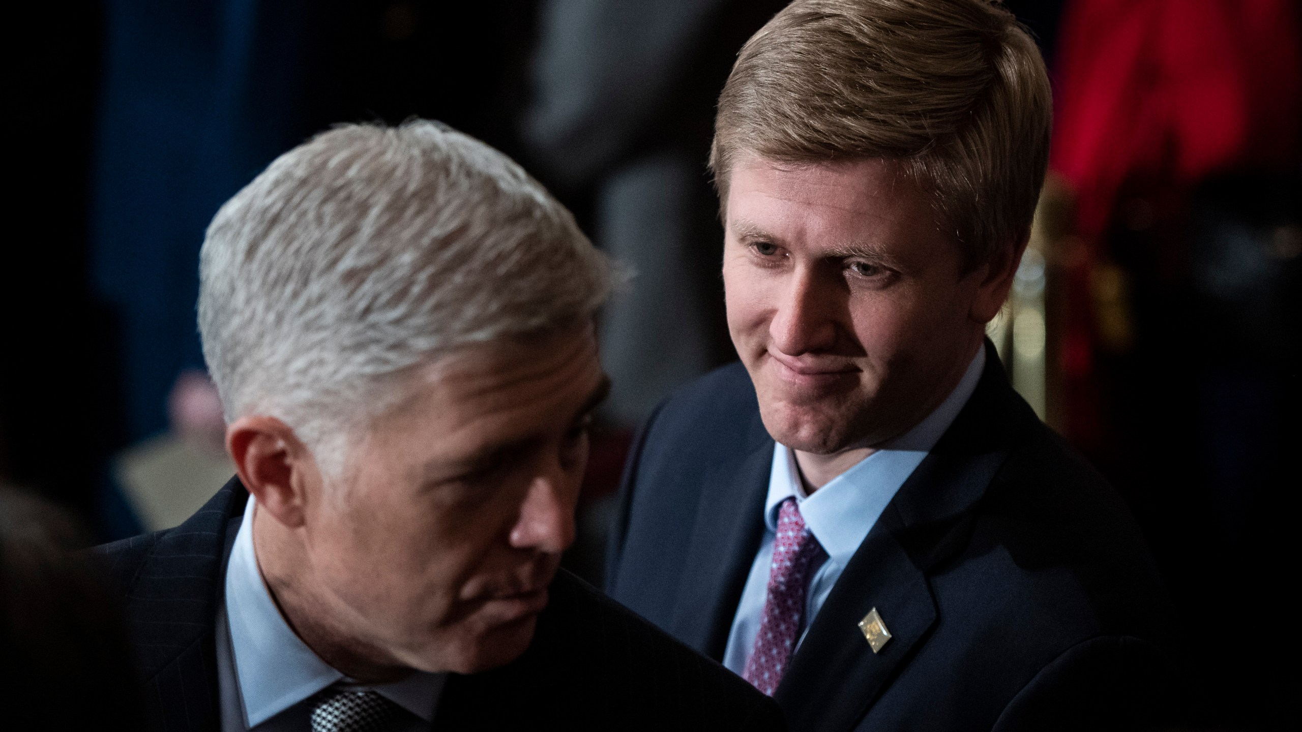 Chief of Staff to Vice President Mike Pence Nick Ayers listens as U.S. Supreme Court Associate Justice Neil M. Gorsuch waits for the arrival of former U.S. President George H.W. Bush at the U.S Capitol Rotunda on Dec. 3, 2018 in Washington, D.C. (Credit: Jabin Botsford - Pool/Getty Images)