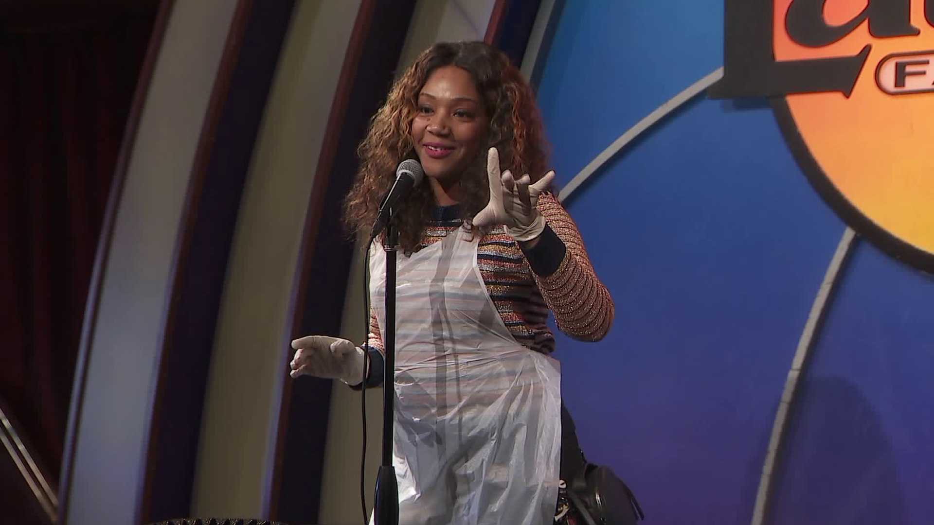 Tiffany Haddish performs at the Laugh Factory on Dec. 25, 2018. (Credit: KTLA)