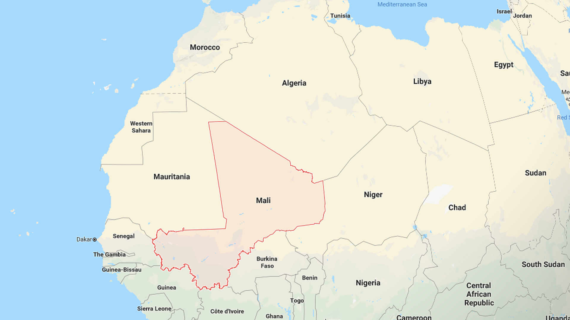 Mali is shown in a Google Map.