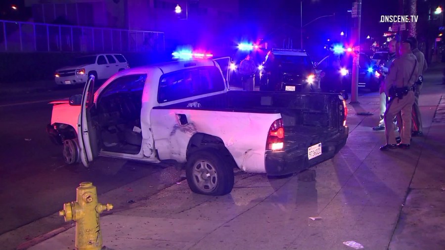 A vehicle is seen in South L.A. following a pursuit on Dec. 30, 2018. (Credit: Onscene.tv)